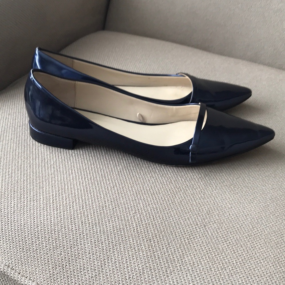 Zara Flat Navy Patent Shoes Sz.41